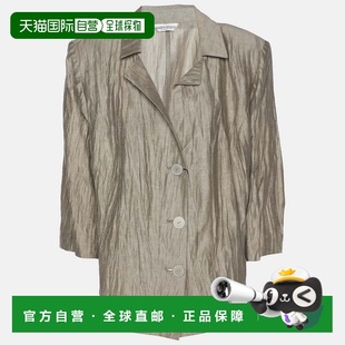 自营Marina Rinaldi Grey Texture Linen Blend Blazer - grey 美