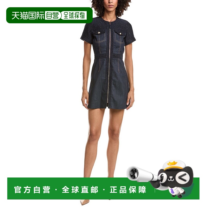 自营cinq a sept五七编织粗花呢Layla连衣裙-蓝色 美国奥莱直发