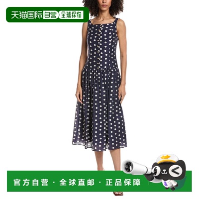 自营Julia Jordan Baja Linen-Blend Midi Dress - navy 美国奥莱
