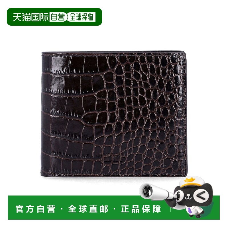 自营tom fordCrocodile-Embossed Leather Bifold Wallet - black