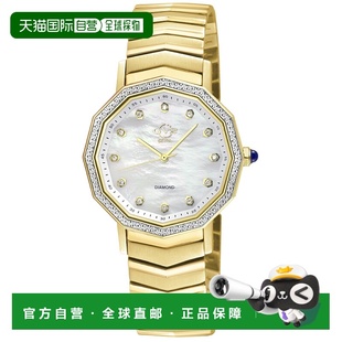 自营 GV2 Spello II女式IP金表壳，白色MOP表盘，IP金手镯手表-金
