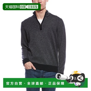 Neck Diagonal Sweater Mock Stripe Cashmere 自营Raffi Zip