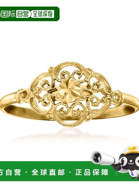 自营 Ross-Simons 意大利 14kt 黄金锯状滚边戒指 - 黄色 美国奥