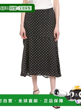 自营CeCe Flouncy Flowy Midi Skirt - black 美国奥莱直发半身裙