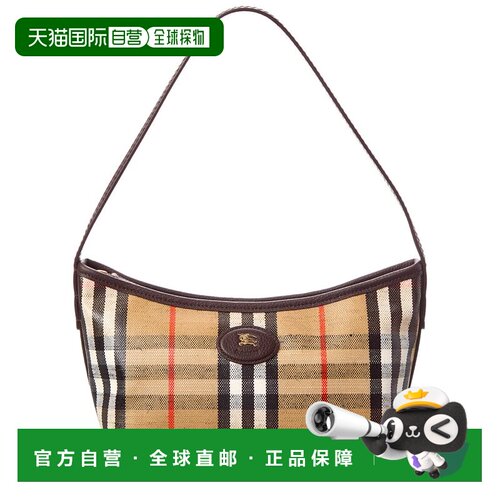 自营Burberry Highlands迷你涂层帆布和皮革肩包-棕色 美国奥莱直