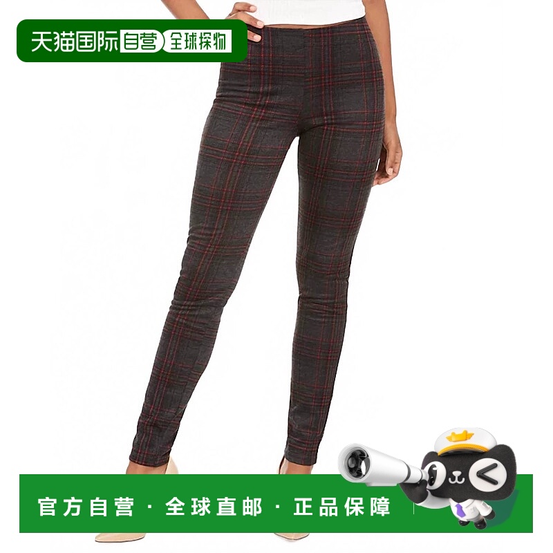 自营hippie rosePull-On Ponte Leggings In Grey Plaid - grey p
