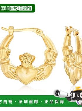 自营 Ross-Simons 14kt 黄金 Claddagh 圈形耳环 - 黄色 美国奥莱