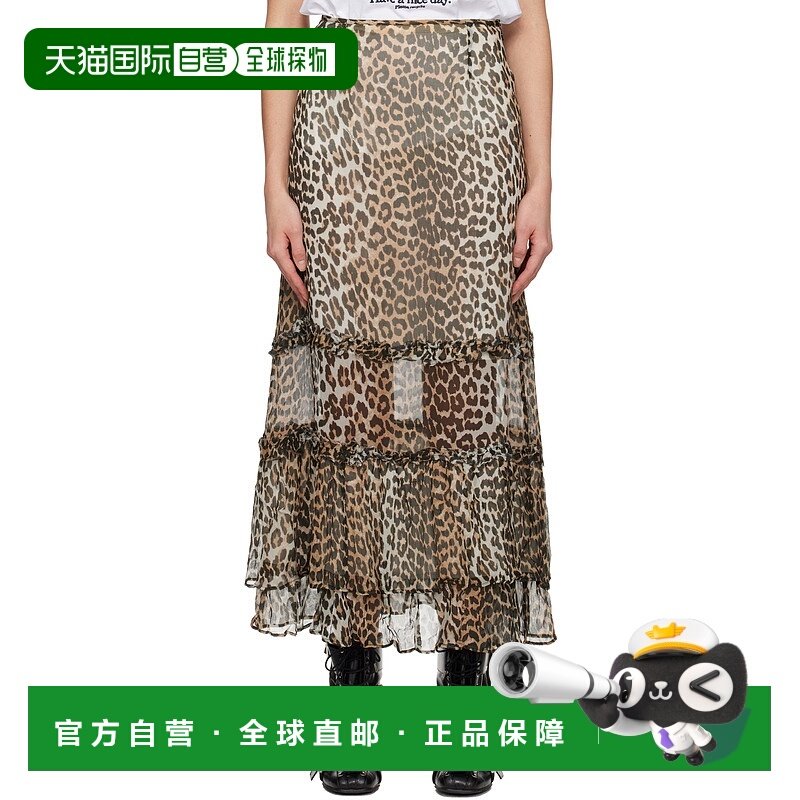 1h可退 香港直邮潮奢 GANNI 甘尼 女士 多色 Leopard Long Chiffo