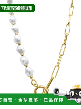自营 Adornia 珍珠和回形针链扣项链金色 - 白色 美国奥莱直发