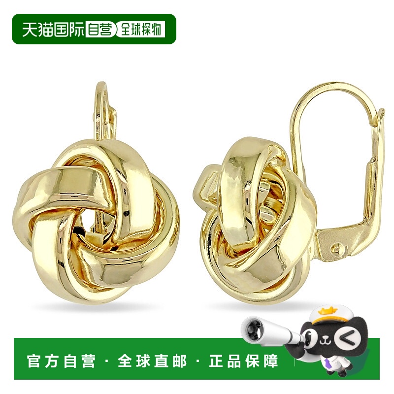 自营 10k 抛光黄金 Mimi & Max Love Knot 杠杆耳环 - 黄色 美国