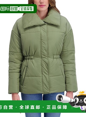 自营Kensie褶皱羽绒服-绿色夹克 美国直发奥莱