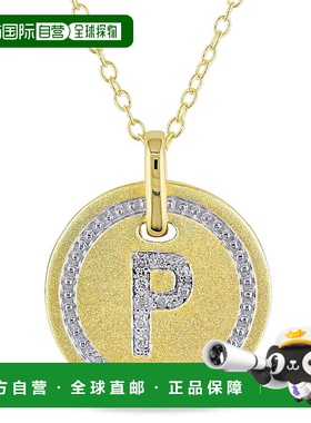 自营 Mimi & Max P 镀黄纯银首字母钻石配饰吊坠配链条 - 黄色 美