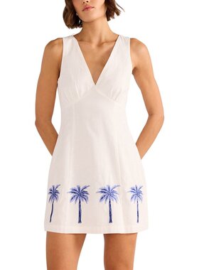 自营MINKPINK Isadora Embroidered Linen-Blend Mini Dress - wh