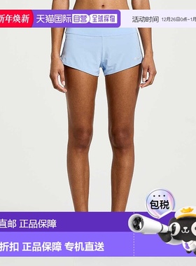 自营 Saucony Outace分体式短裤女式XL蓝色弹力2.5英寸内缝活动JD