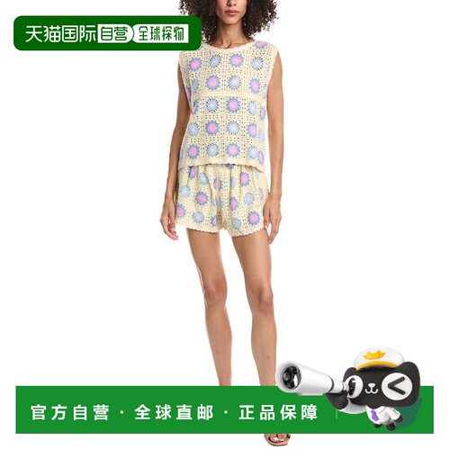 自营ANNA KAY 2pc花上衣和短裤套装-黄色 美国奥莱直发