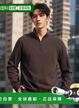 自营 scott barberPima Interlock Zip Mock，深巧克力色 - d.cho