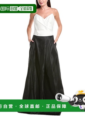 自营 Rene Ruiz无肩带拼色天皇礼服-黑色 连衣裙长裙美国直发奥莱