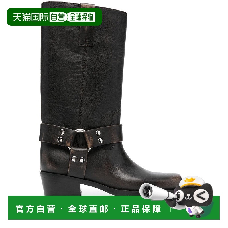 自营paris texas黑色小牛皮革Roxy靴子-黑色 美国奥莱直发