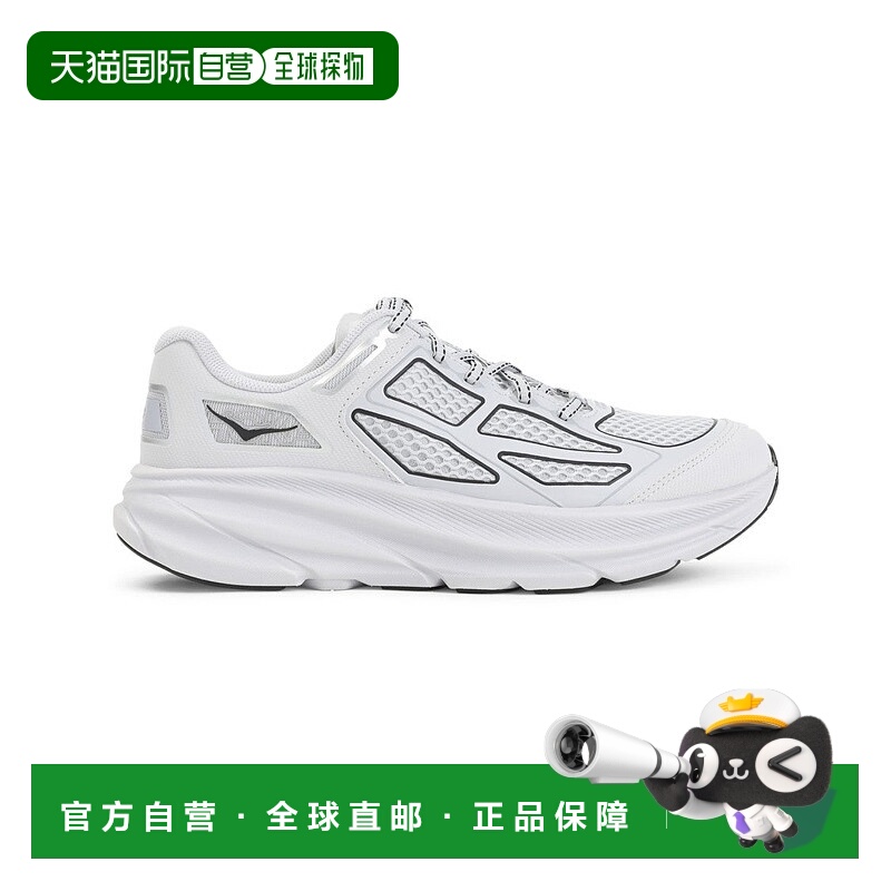 自营hokaSporty White Textile Sneakers With Reflective Accent