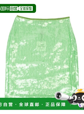 自营 opening ceremony鼠尾草绿色涤纶亮片迷你裙 - 图案 美国奥