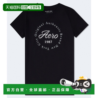 自营Aeropostale圆形箔片图案T恤-黑色7 美国奥莱直发