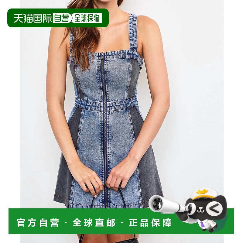 自营mustard seedZipper Denim Mini Dress In Blue - blue 美国