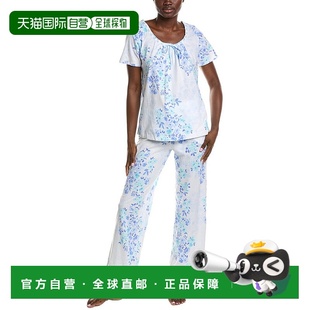 Carole 美国奥莱直发裤 Hochman 蓝色 子 2件长睡衣套装 自营