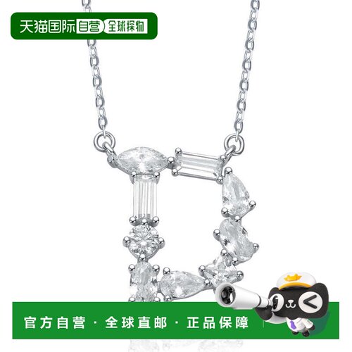 自营geneviveSterling Silver White Gold Plated with Clear Cub