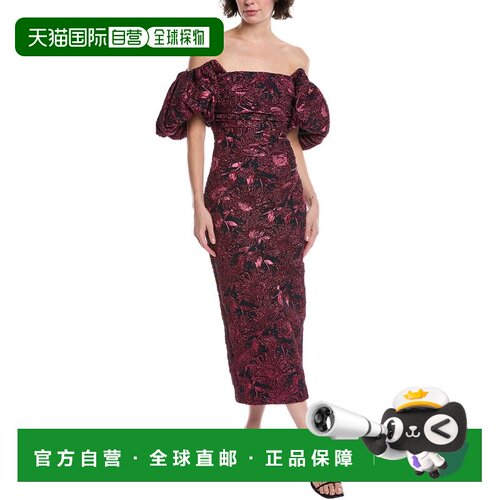 自营Lela Rose金属提花鸡尾酒会连衣裙-粉红色 美国奥莱直发