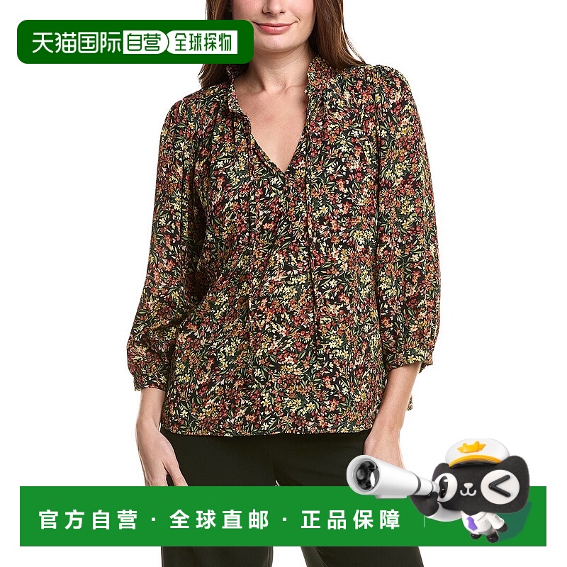 自营Vince Camuto Printed Peasant Blouse - orange 美国奥莱直