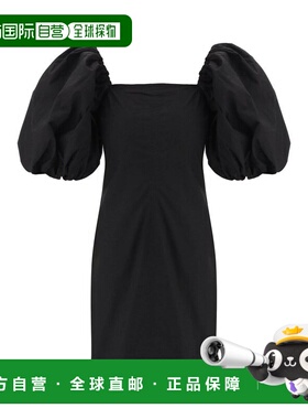 1h可退 香港直邮潮奢 GANNI 甘尼 女士 黑色 Twisted Sleeves 连