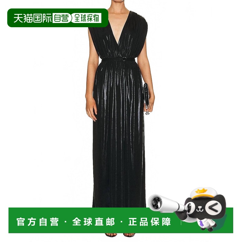 自营 norma kamali黑色雅典娜礼服-黑色 美国奥莱直发长裙连衣裙