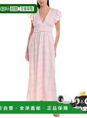 自营Sail to Sable V-Neck Flutter Sleeve Linen-Blend Maxi Dre