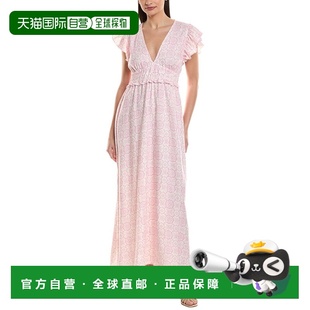 自营Sail to Sable V-Neck Flutter Sleeve Linen-Blend Maxi Dre