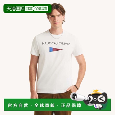 自营Nautica男式1983图案T恤-亮白色 美国奥莱直发