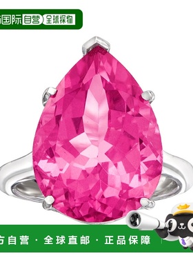 自营 925 纯银 Ross-Simons 梨形粉色托帕石戒指 - 粉色 美国奥莱