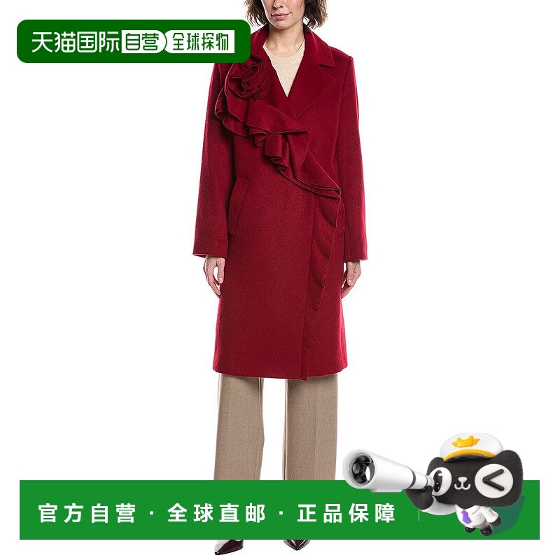 自营Kobi Halperin Alora羊毛混纺大衣-红色 美国奥莱直发