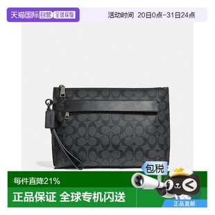 香港直郵coach蔻馳奧萊款 潮流F29508CQBK 拉鏈PVC手拿包時尚 男士