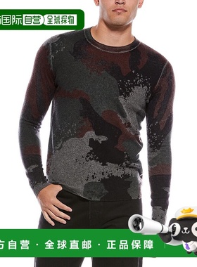 自营 autumn cashmere秋季羊绒彩绘圆领毛衣-灰色 美国奥莱直发