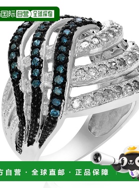 自营 vir jewels 1.25 克拉蓝色和白色钻石鸡尾酒戒指 .925 纯银