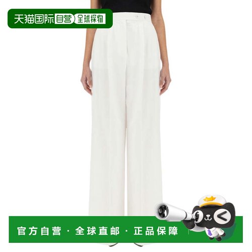 自营givenchy棉质百褶裤-白色 美国奥莱直发休闲裤阔腿裤