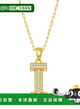 自营 simona纯银 Micro Pave CZ \'J\' 块首字母带回形针链 - 镀