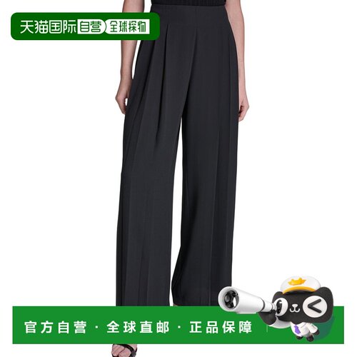 自营Halston阔腿打褶裤子-黑色西装裤阔腿裤 美国奥莱直发