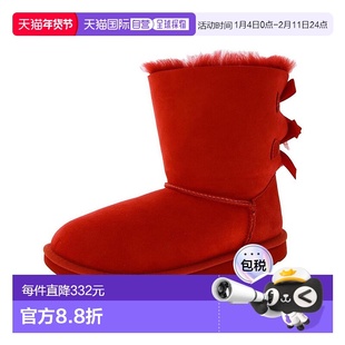 1h可退 【美国直邮】UGG|Bailey Bow II 女童带毛边冬季靴雪地靴