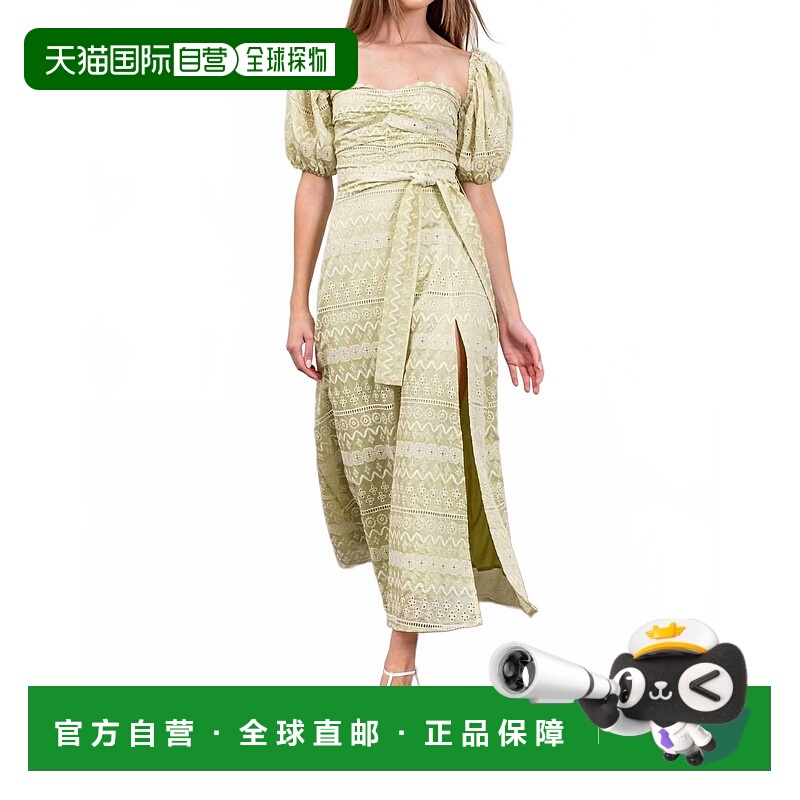 自营moon riverSweetheart Puff Sleeve Dress In Sage Green - s