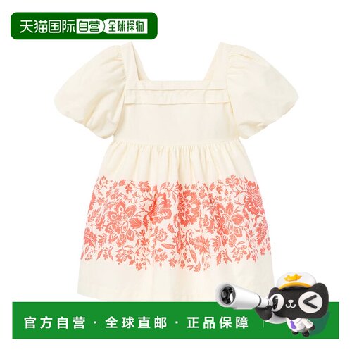 自营Janie and Jack花朵镶边泡泡袖连衣裙-白色 美国奥莱直发