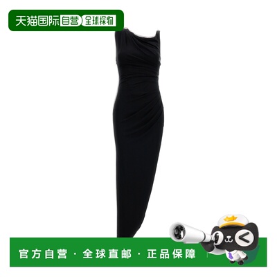 自营elisabetta franchiAsymmetric Long Ersey Crepe Dress - bl