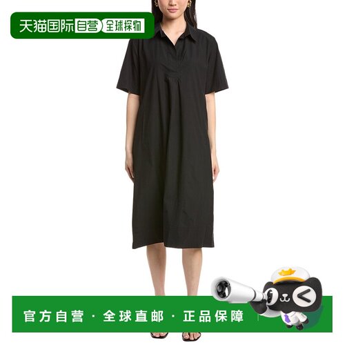 自营EILEEN FISHER Classic Collar Dress - black 美国奥莱直发