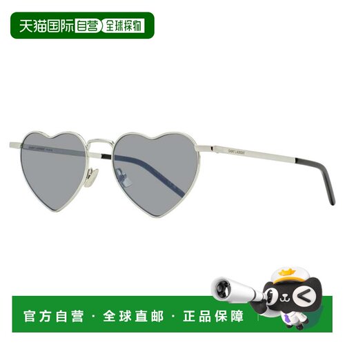自营saint laurent圣罗兰男女通用金属LouLou太阳镜SL 301 014银/