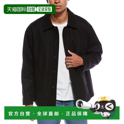 自营FRAME Denim Textured Wool Overshirt Jacket - black 美国